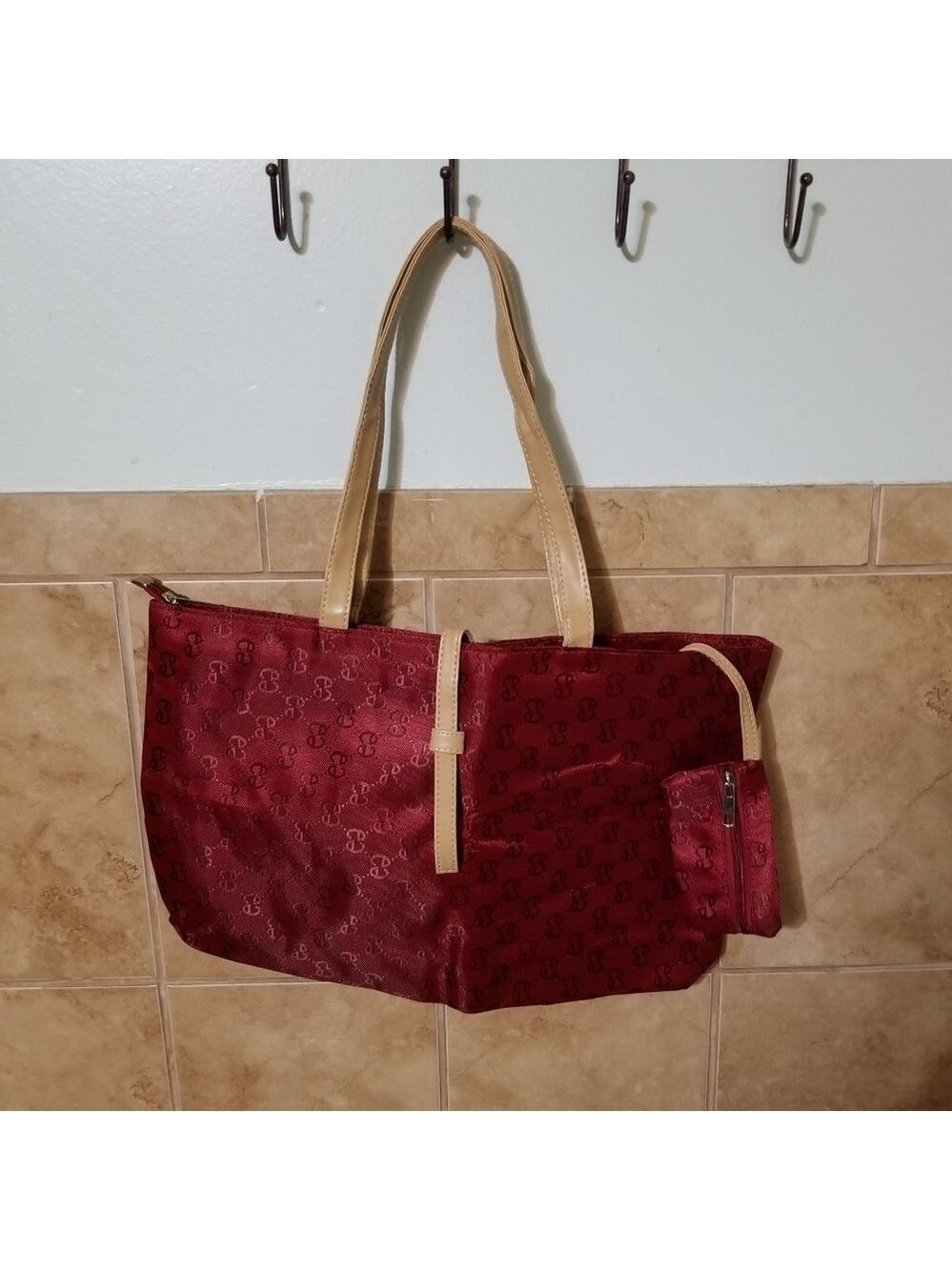 LARGE NYLON TOTE BAGS BURGUNDY
